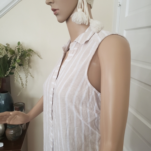 BeachLunchLounge Striped Linen Top sz S - Picture 3 of 4